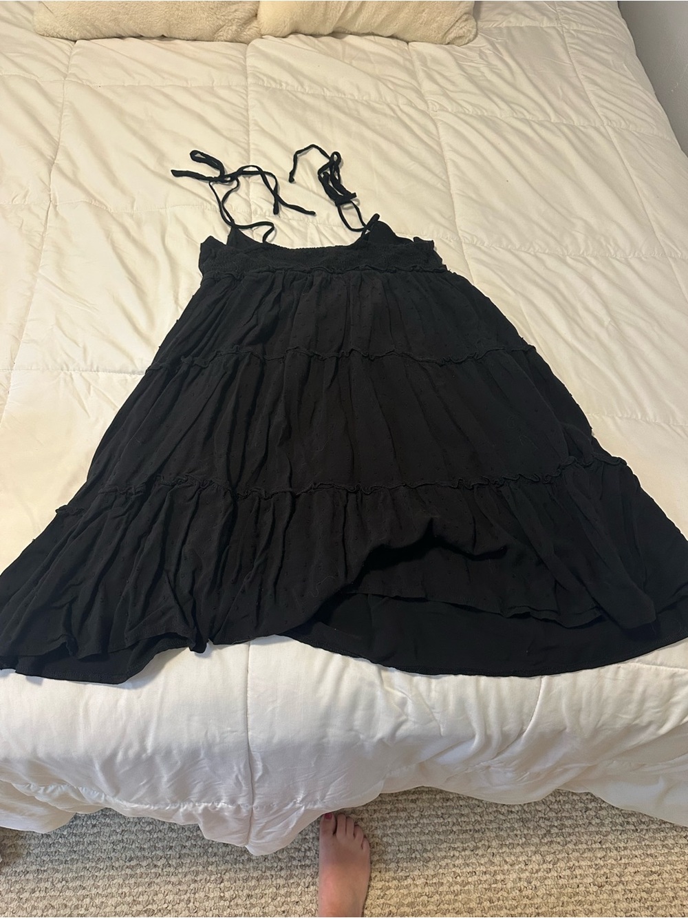SHEIN Black Tiered Tie-Strap Mini Dress